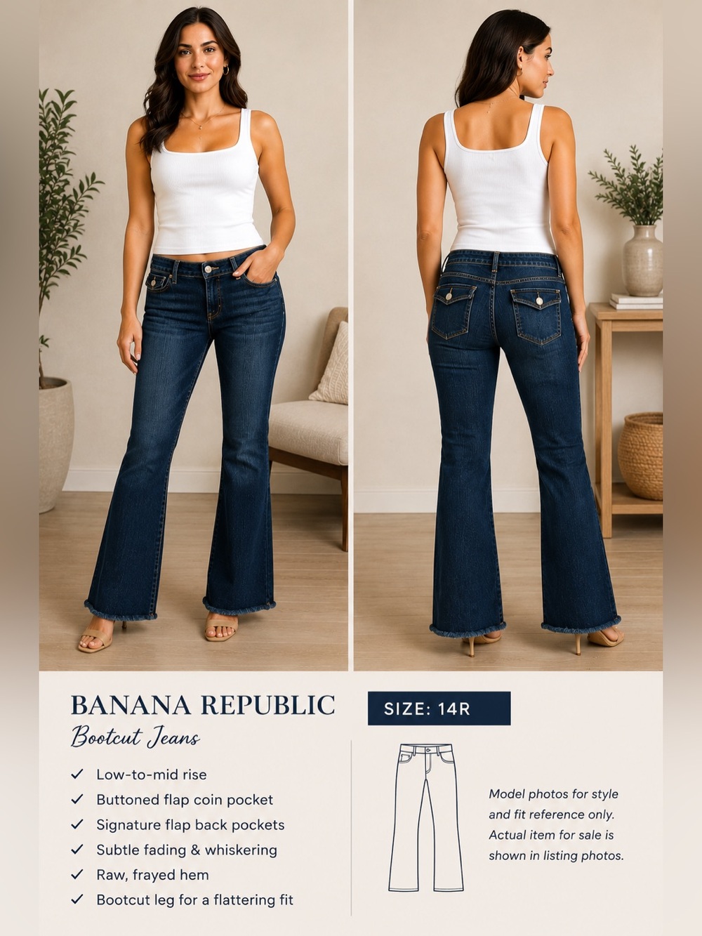 Banana Republic Dark wash Indigo Bootcut Jeans Size 14R